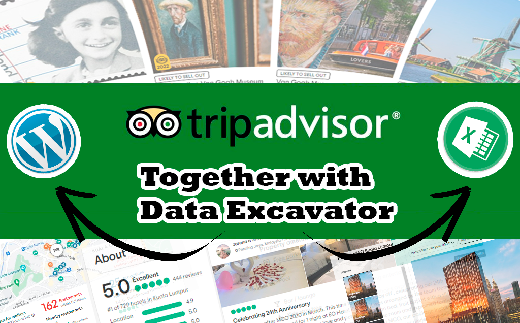 Tripadvisor data scraper export data to WordPress and Excel. 