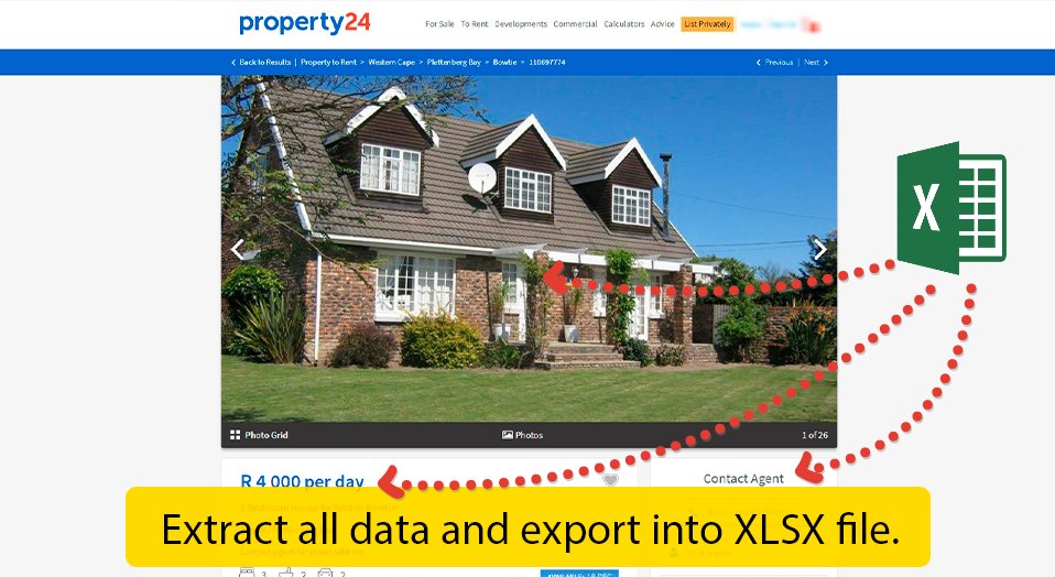 Property24 data scraper - extract data about Real Estate