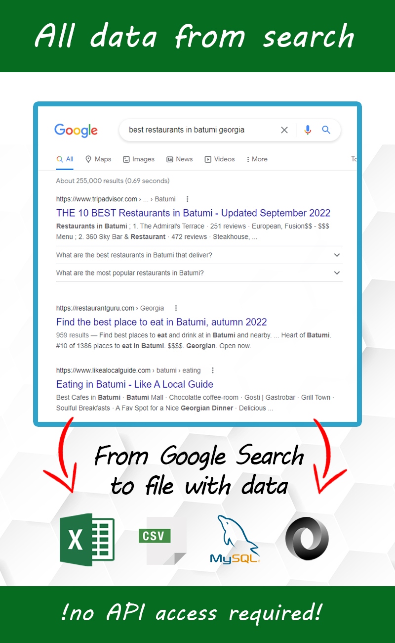 Scrape data and contacts from Google Search - direct data extraction