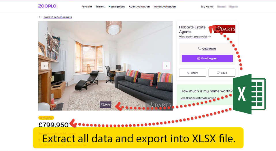 Zoopla data scraper - extract data about Real Estate