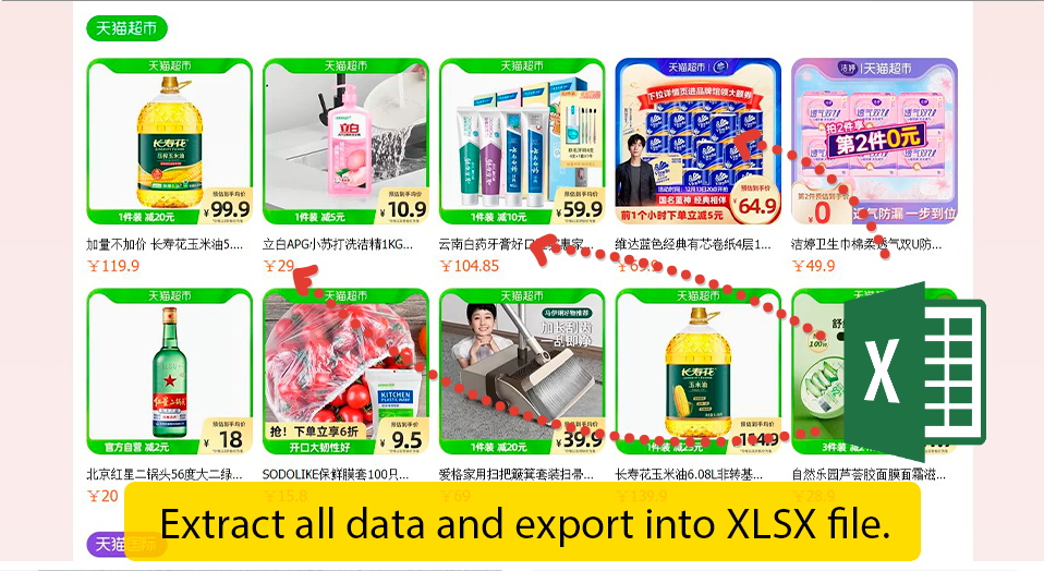 Data scraper Tmall - extracting data about various goods.