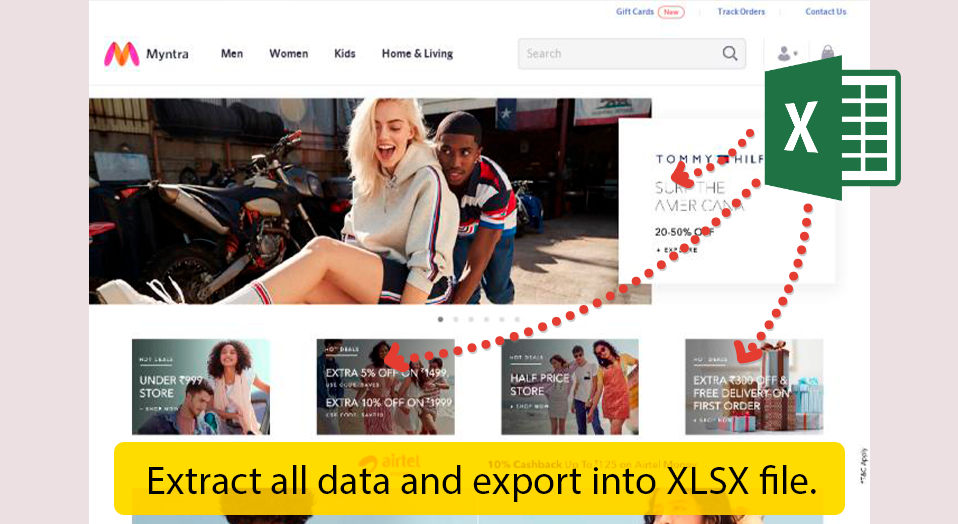 Data scraper Myntra - extracting data about various goods.