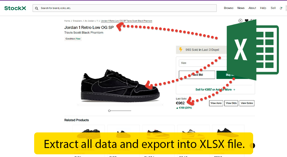 Data scraper StockX - extracting data about various goods.